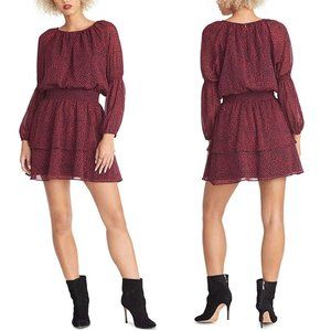 RACHEL ROY‎ Black Wild Pink Combo Elastic Waist Sheer Ruffle Dress Sz S